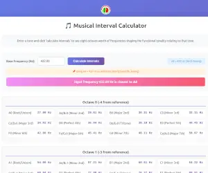 A thumbnail screenshot of a musical tone interval calculator