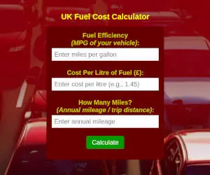 A thumbnail screenshot of a fuel budget calculator